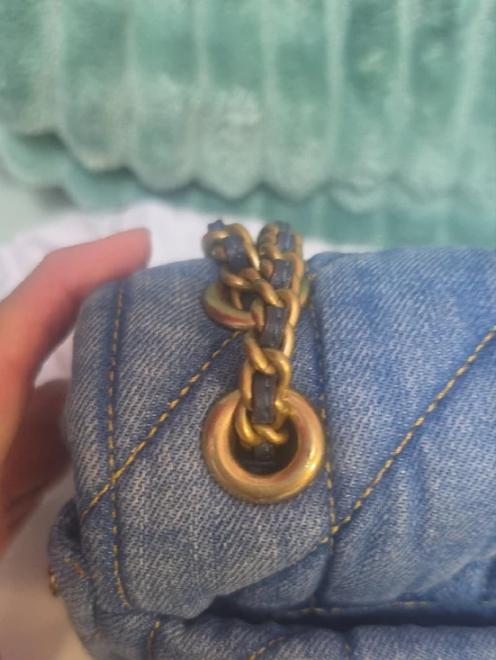 Coach Quilted Tabby 20 Denim Shoulder Bag with Brass 'C' - Blue Denim - Picture 9 of 16